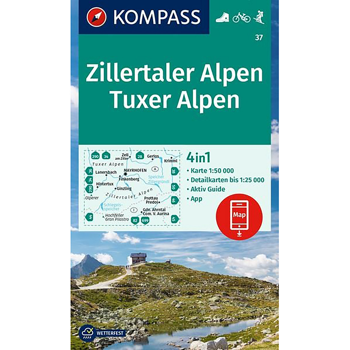 Image of Kompass Verlag WK 37 Zillertaler Alpen - Tuxer Alpen