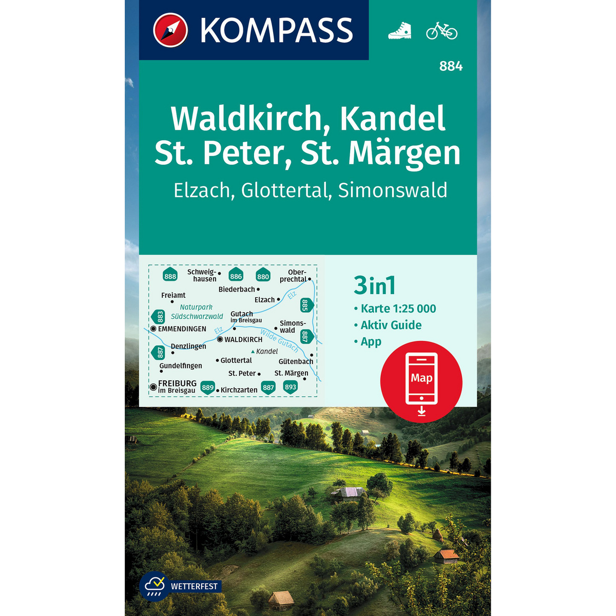 Image of Kompass Verlag WK 884 Waldkirch-Kandel, St. Peter, St. Märgen