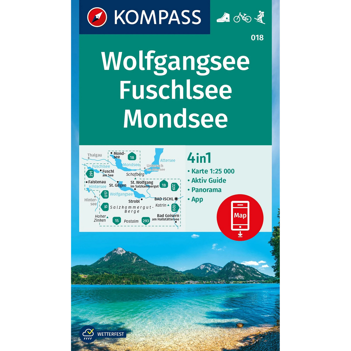 Image of Kompass Verlag WK 018 Wolfgangsee, Fuschlsee, Mondsee