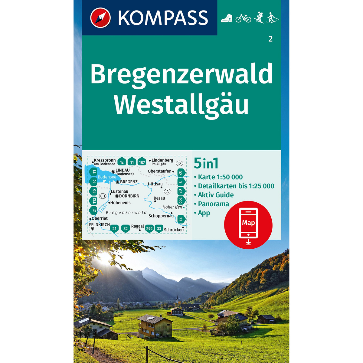 Image of Kompass Verlag WK 2 Bregenzerwald - Westallgäu