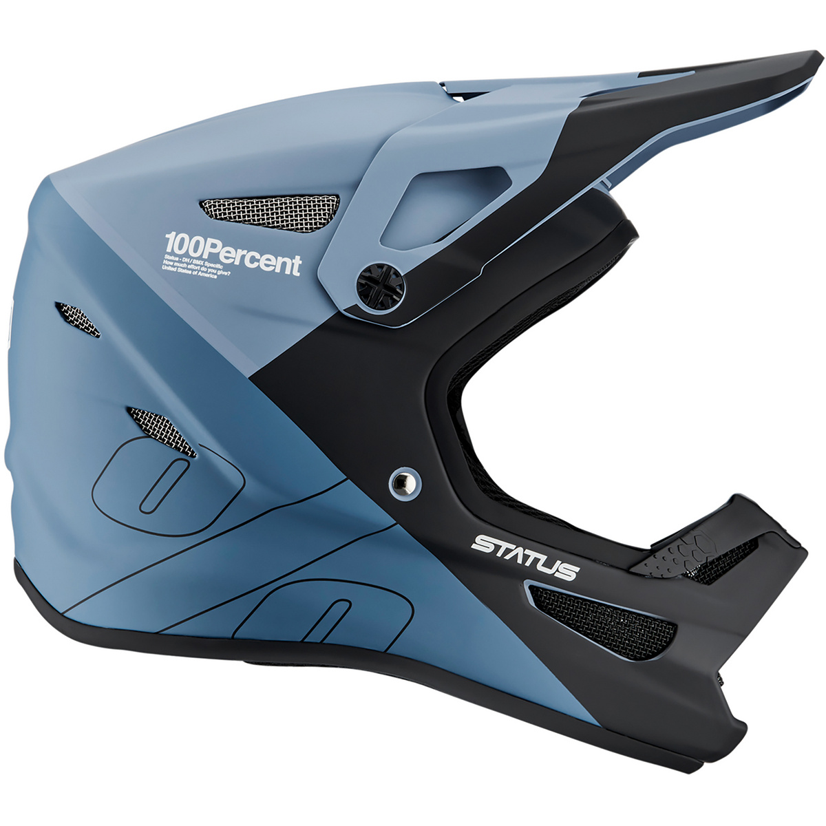 100% Kinder Status Youth Fahrradhelm (Größe 47-52CM, blau)