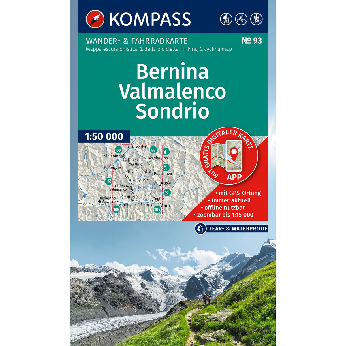 Image of Kompass Verlag WK 93 Bernina, Valmalenco, Sondrio