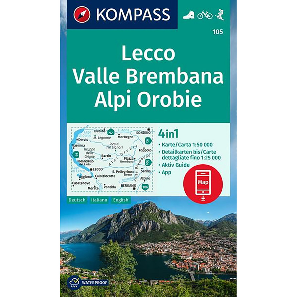 Image of Kompass Verlag WK 105 Lecco - Valle Brembana