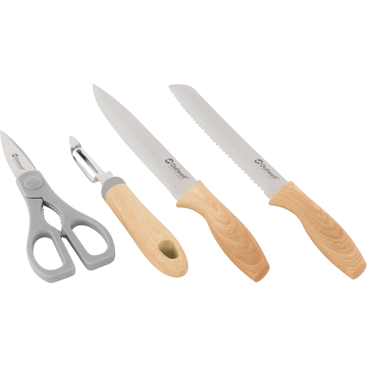 Outwell Chena-Messerset mit Sparschäler & Schere (Größe One Size, braun)