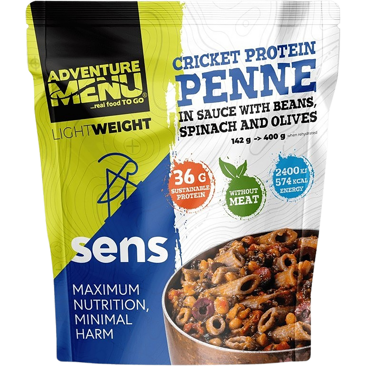 Adventure Menu SENS Protein Penne in Sauce mit Bohnen