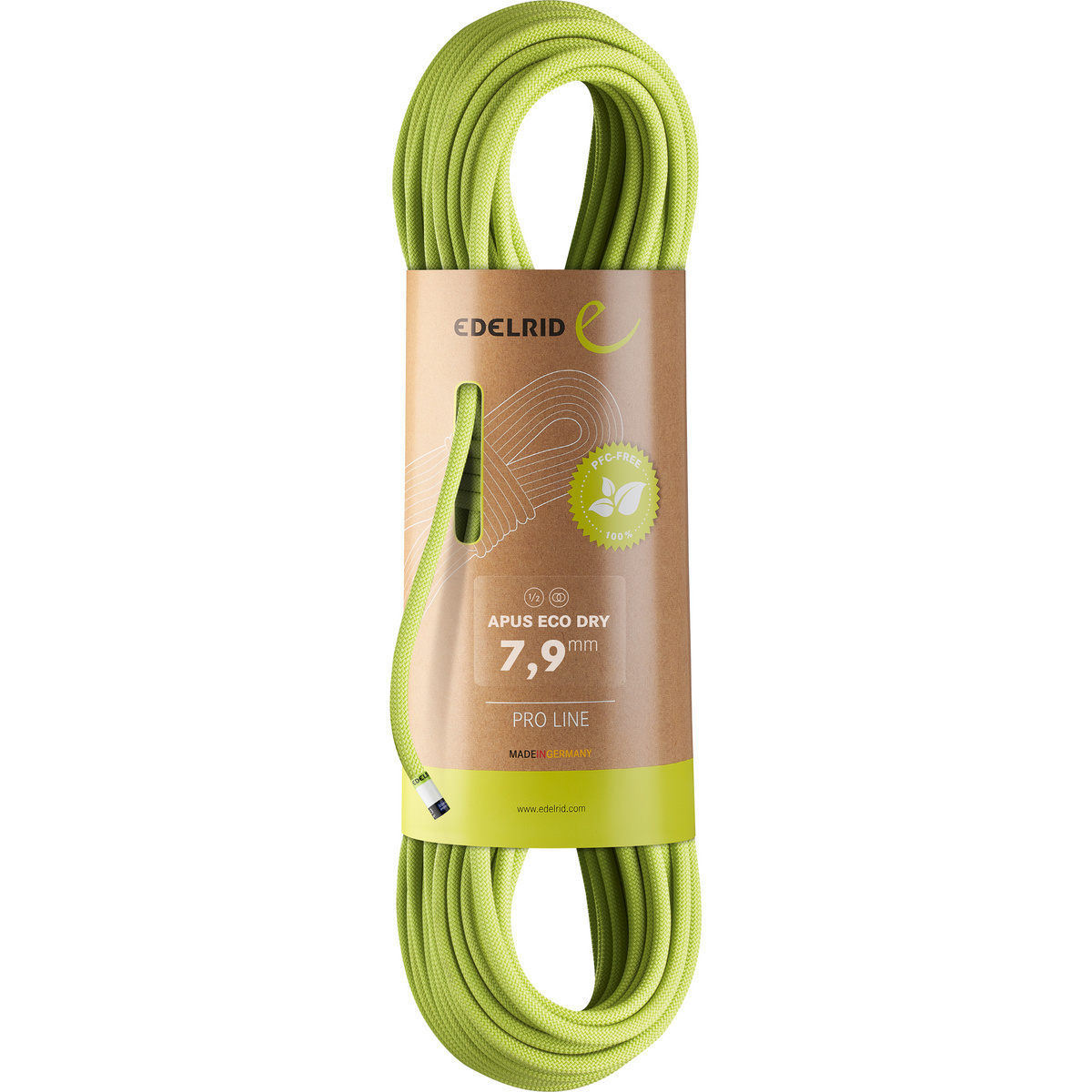Edelrid Corda da arrampicata Apus Eco Dry 7.9 (Taglia 50M, Giallo)