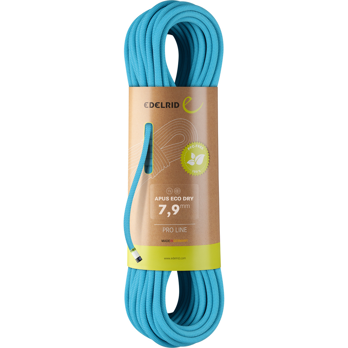 Edelrid Corda da arrampicata Apus Eco Dry 7.9 (Taglia 50M, Blu)