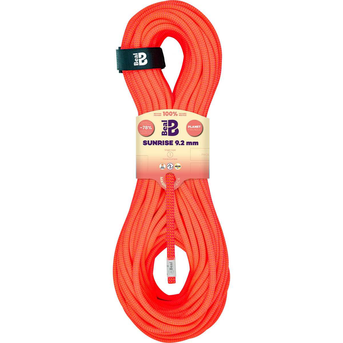 Beal Corda da arrampicata Sunrise 9.2mm (Taglia 80M, Arancione)