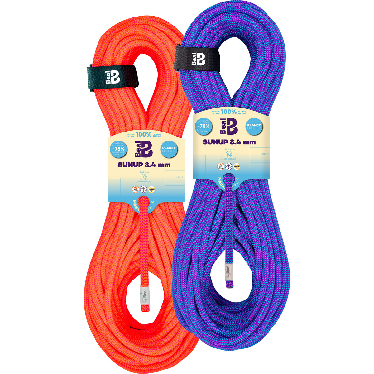 Beal Sunup 8.4mm 2er Pack Halbseil (Größe 2X50m, orange)