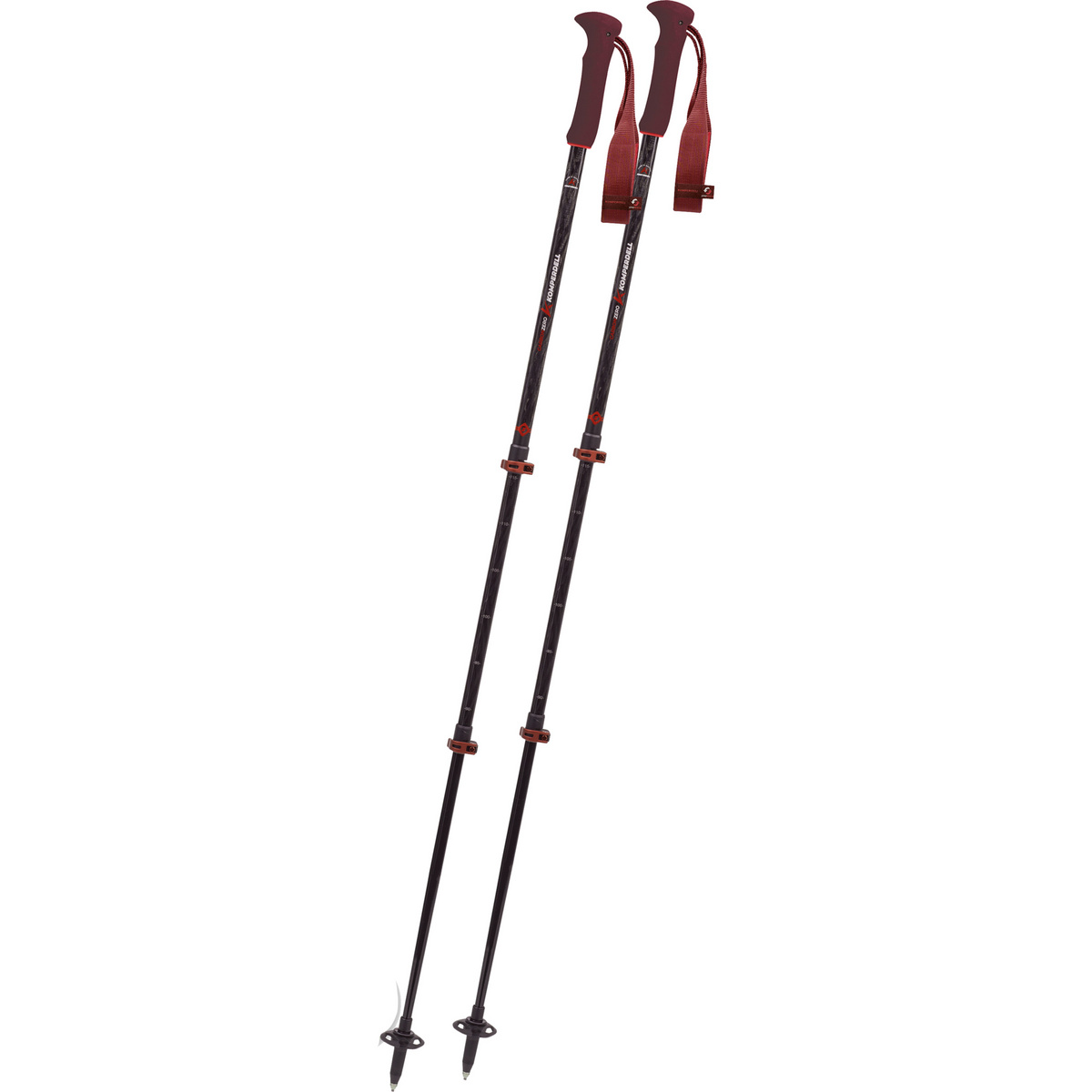 Komperdell Bastoncini da trekking Carbon EVO Zero Compact (Taglia 90-120cm, Rosso)