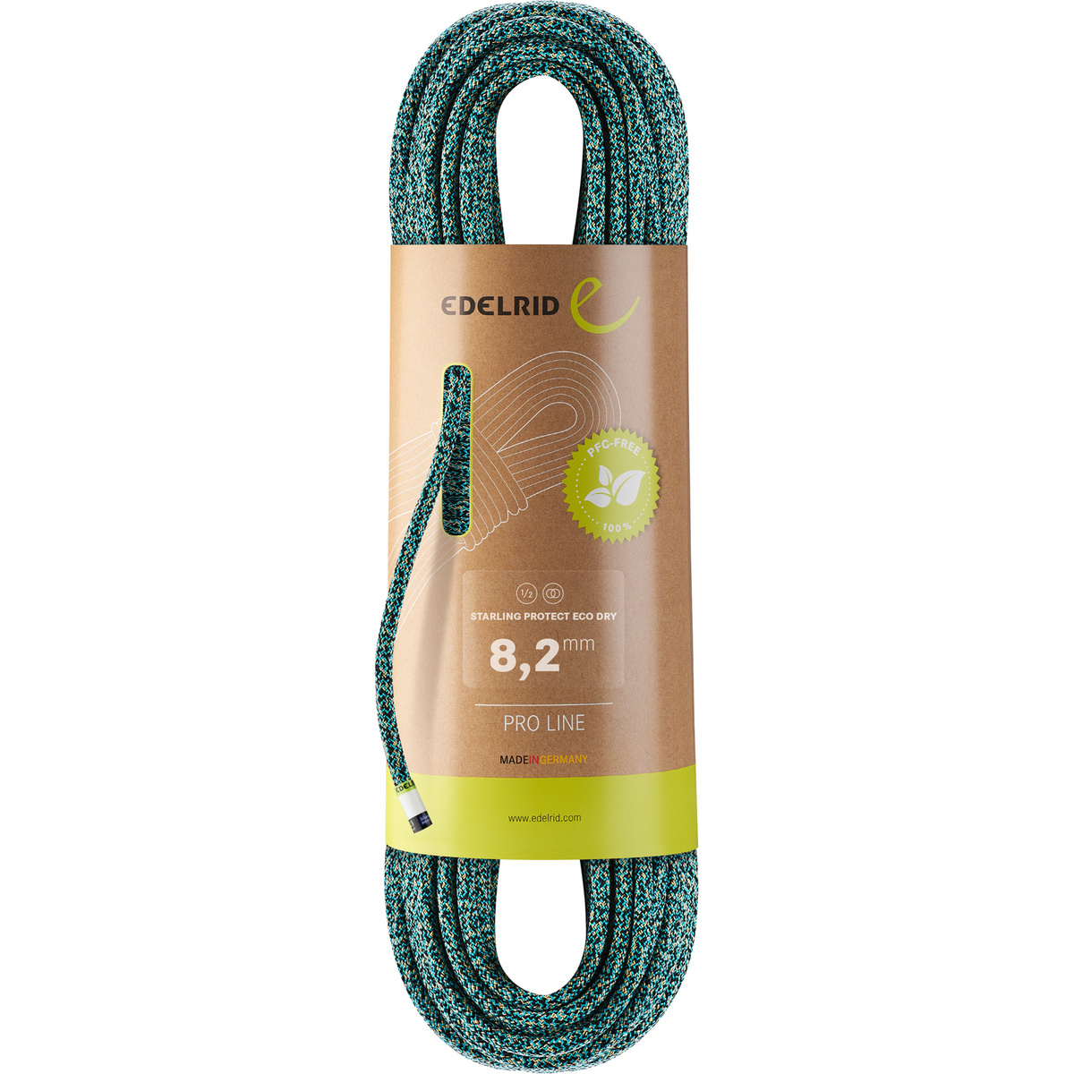 Edelrid Corde d'escalade Starling Protect Eco Dry 8,2mm (taille 60M, Vert)