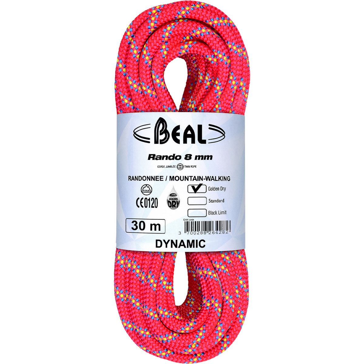 Beal Corde jumelée Rando 8mm Golden Dry (taille 48m, Rose vif)