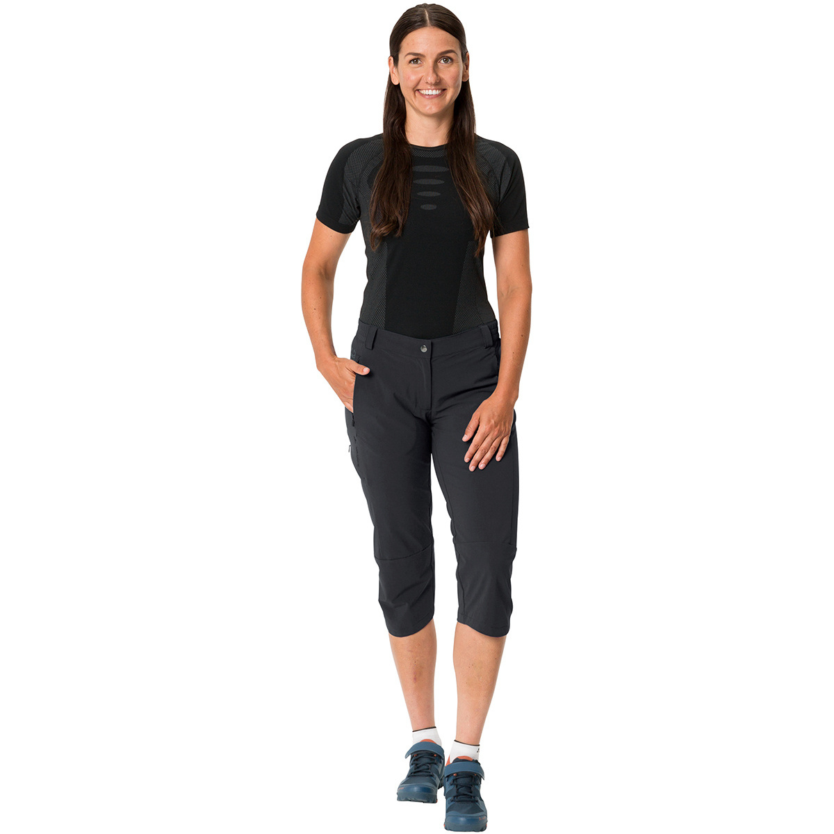 Vaude Damen Yaras 3/4 Radhose (Größe S, schwarz)