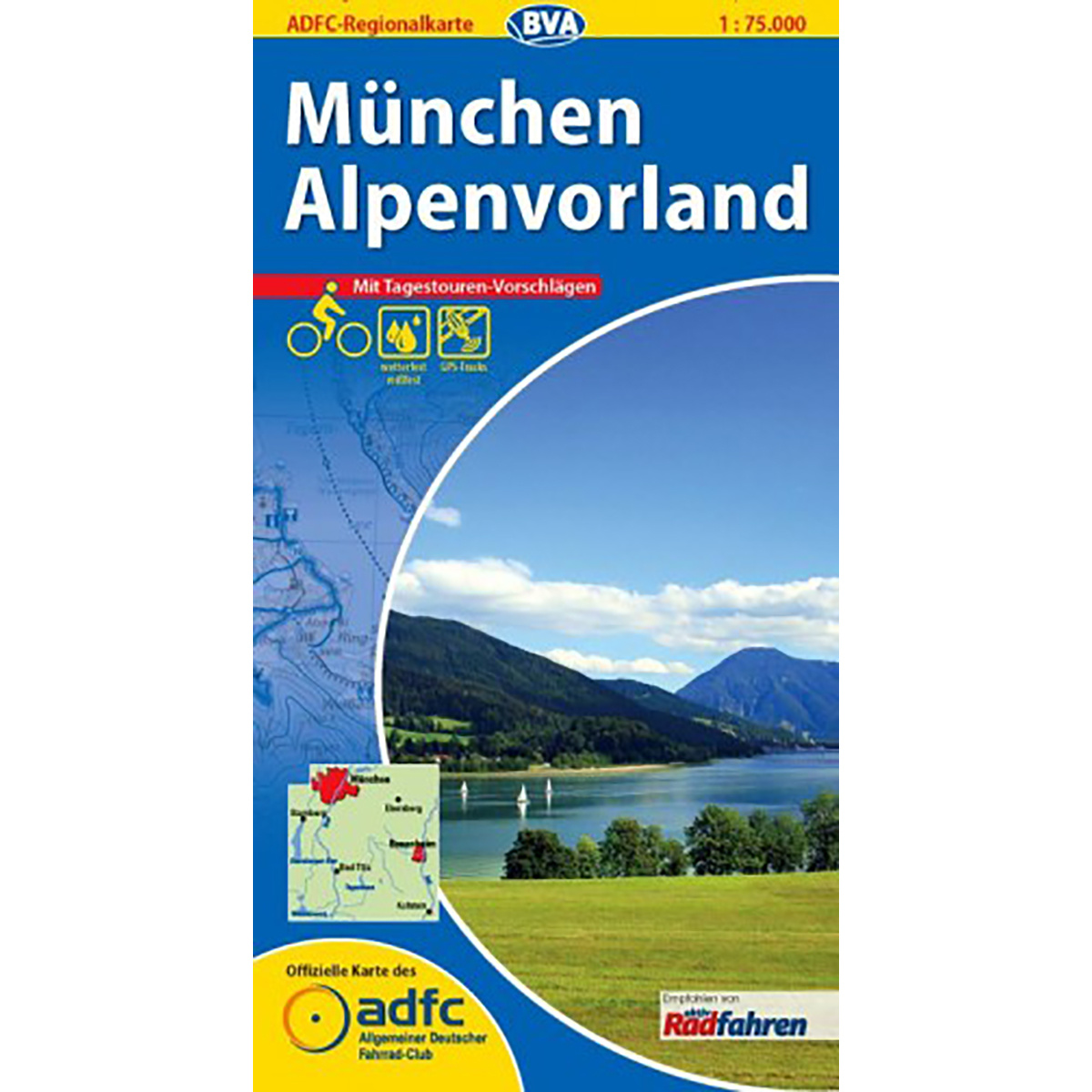 Image of Bielefelder Verlag Cartina regionale ADFC München/Alpenvorland