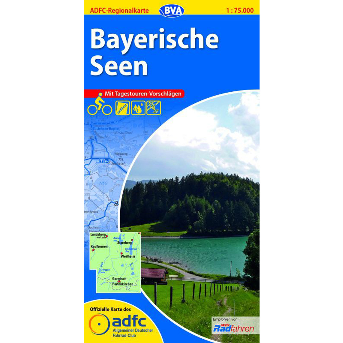 Image of Bielefelder Verlag Bayerische Seen ADFC-Regionalkarte