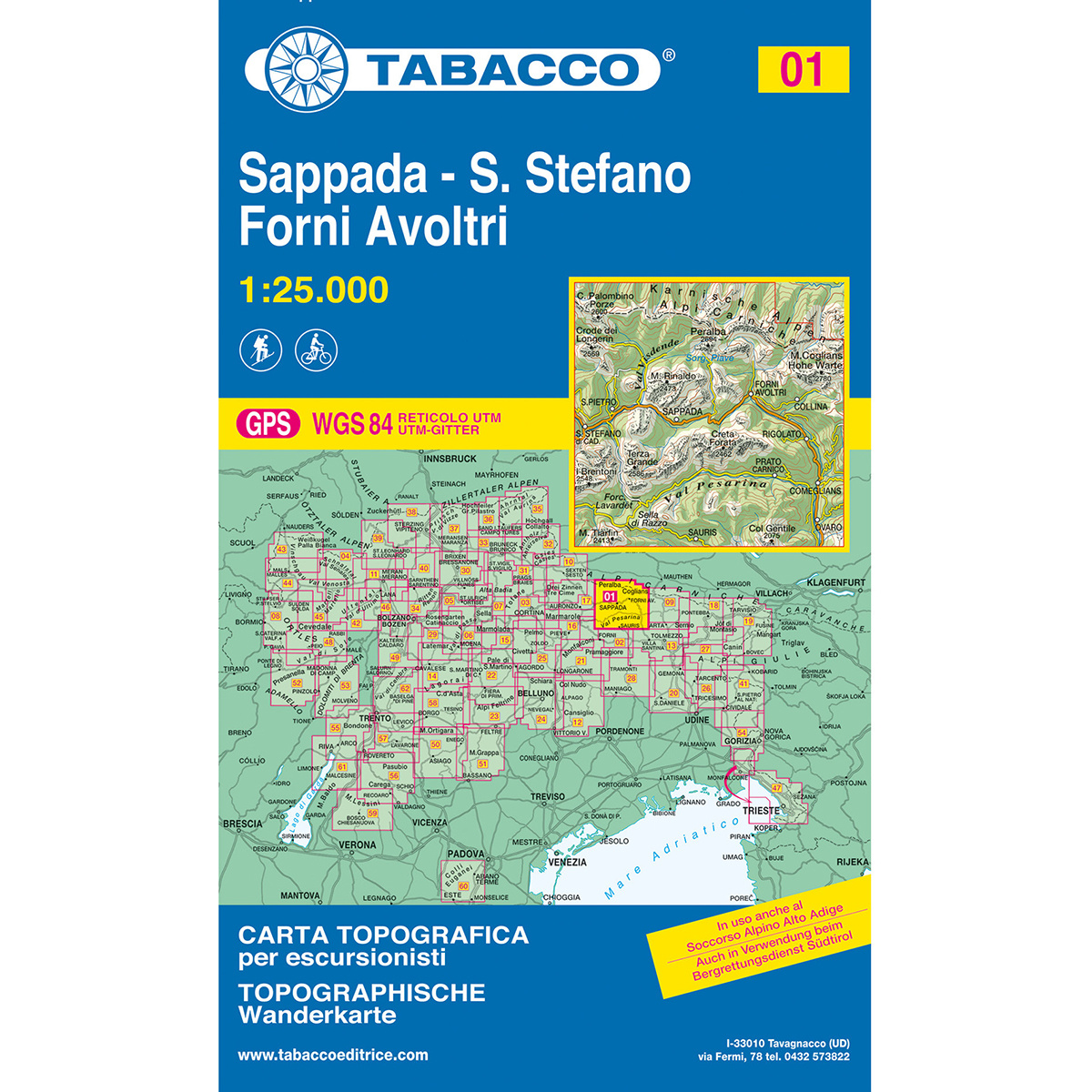 Tabacco Sappada-S. Stefano-Forni Avoltri 01 Wanderkarte (Größe One Size)
