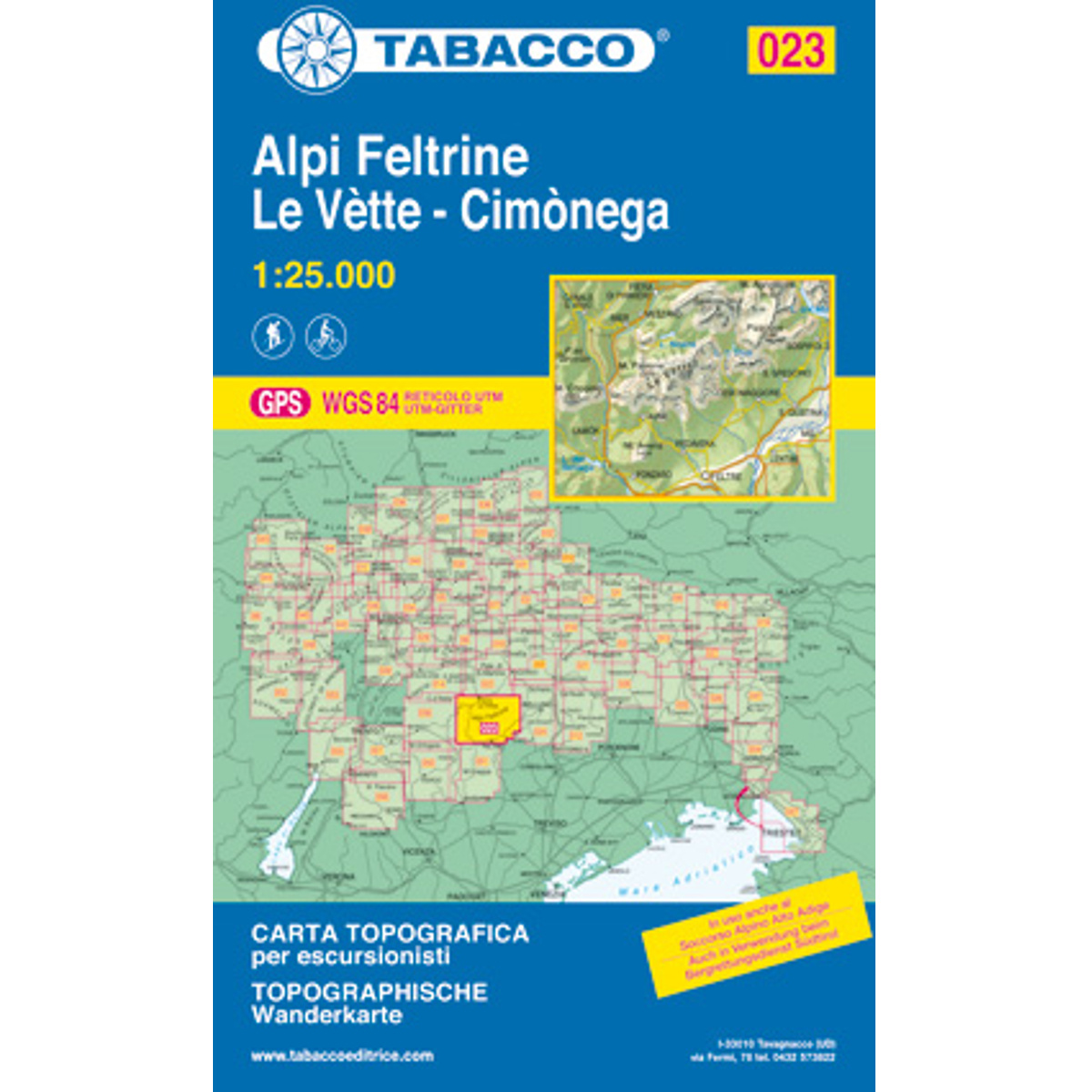 Image of Tabacco Alpi Feltrine - Le Vètte - Cimònega 023 Wanderk.