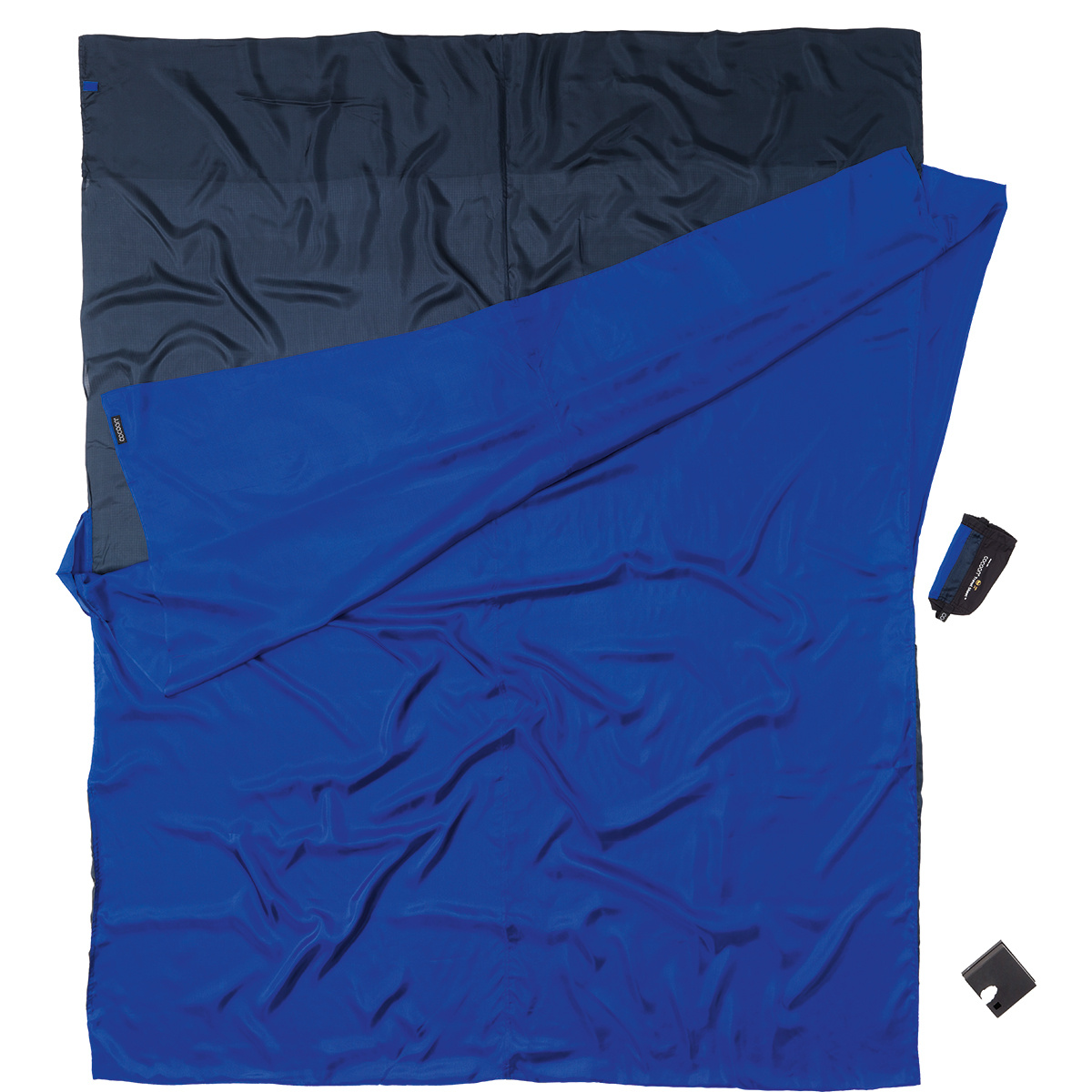 Cocoon Sac de couchage TravelSheet Double Silk (taille max. 210cm, Bleu)