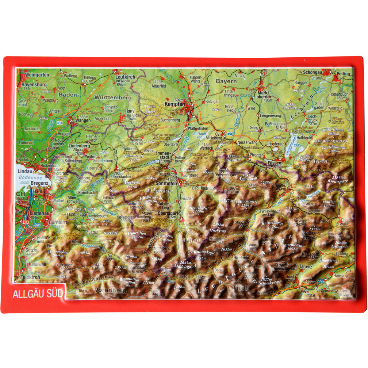 Image of Georelief 3D Reliefpostkarte Allgäu Süd