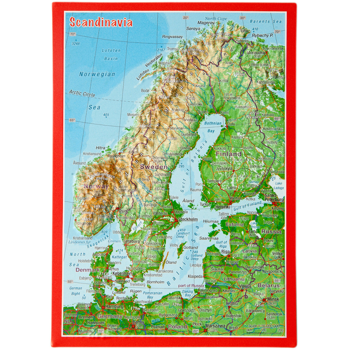 Image of Georelief 3D Reliefpostkarte Skandinavien