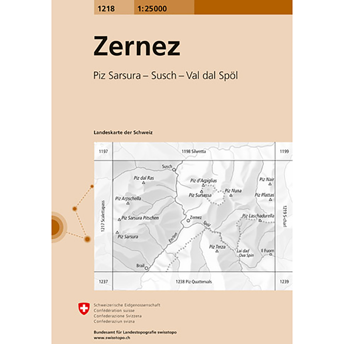 Swisstopo Zernez 1218 Landeskarte 1:25 000 (Größe One Size)