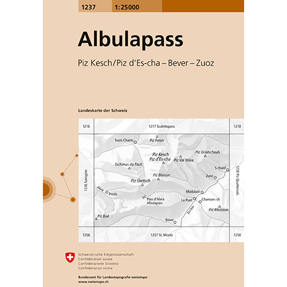 Swisstopo Albulapass 1237 Landeskarte 1:25 000 (Größe One Size)