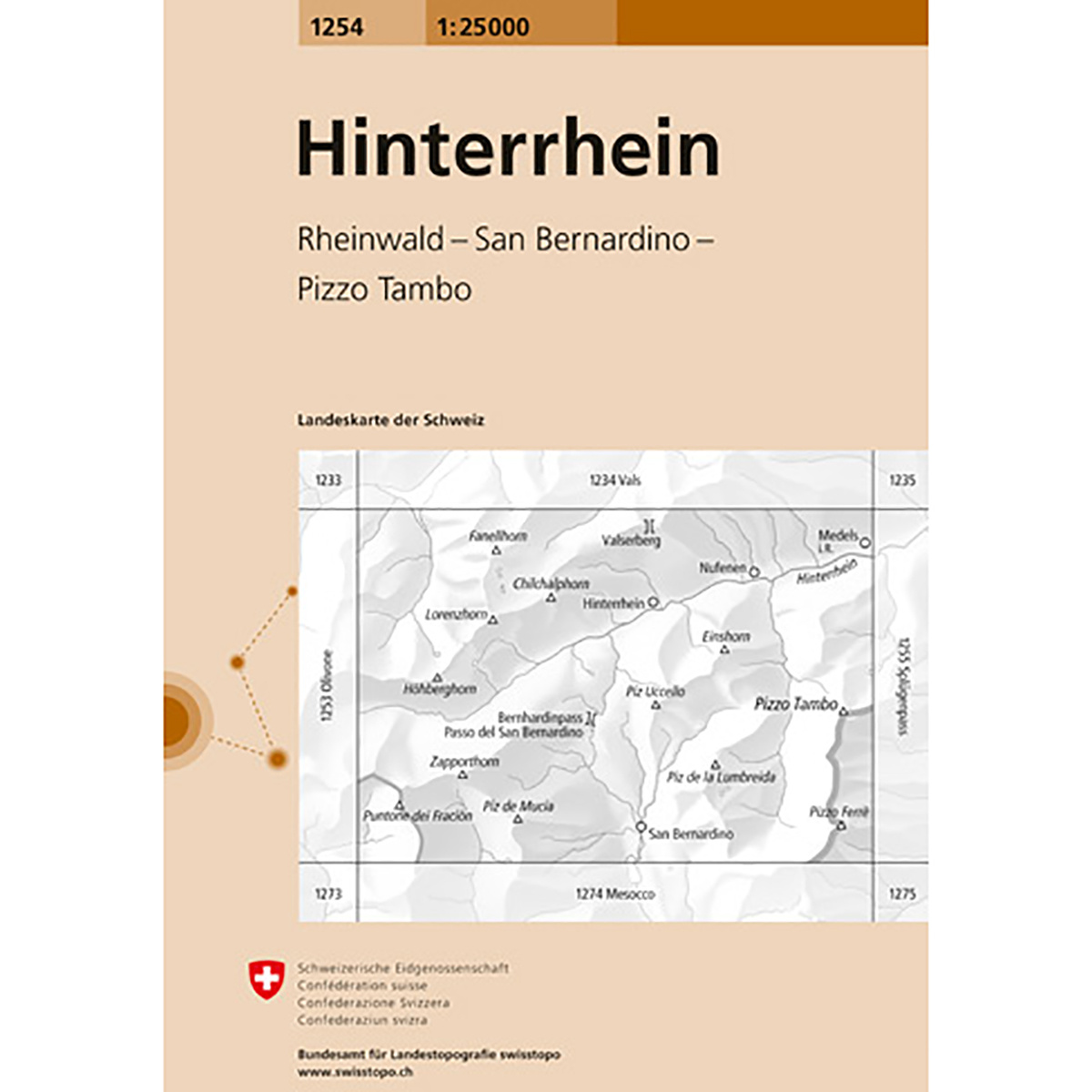 Image of Swisstopo Hinterrhein 1254 Landeskarte 1:25 000