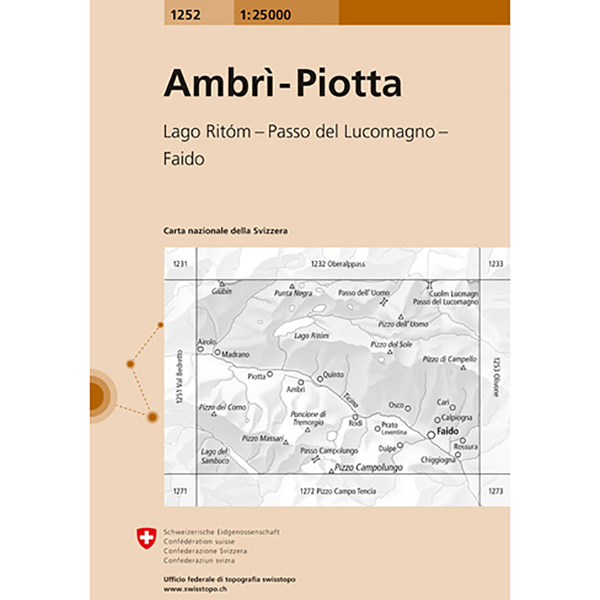 Image of Swisstopo Cartina Ambri-Piotta 1252 scala 1:25 000