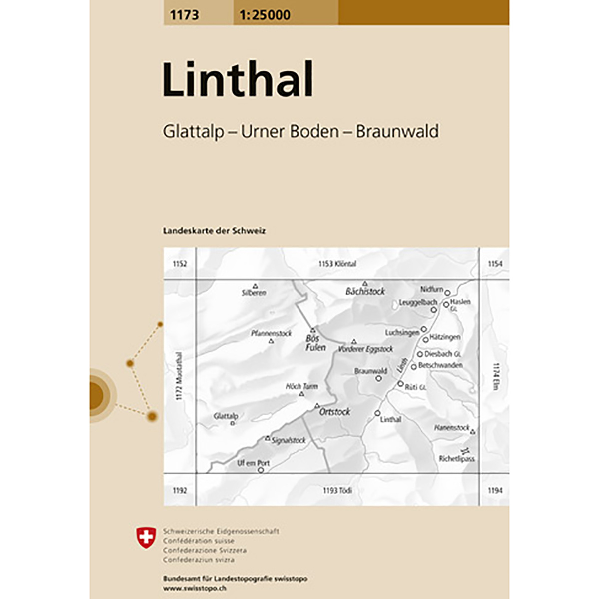 Swisstopo Linthal 1173 Landeskarte 1:25 000 (Größe One Size)
