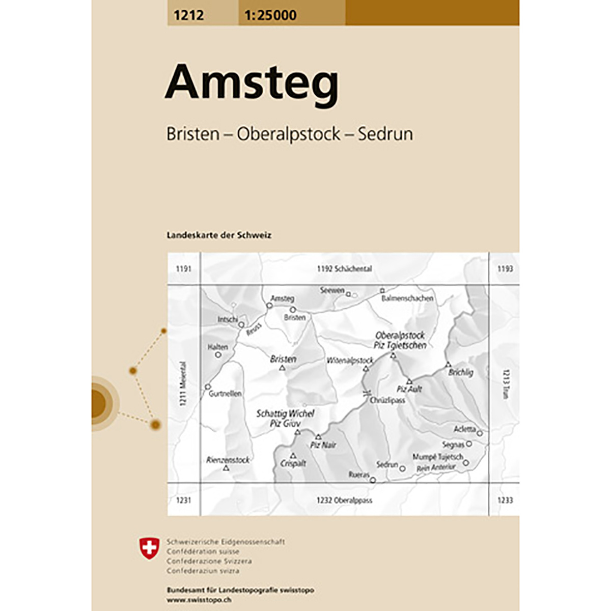 Swisstopo Amsteg 1212 Landeskarte 1:25 000 (Größe One Size)