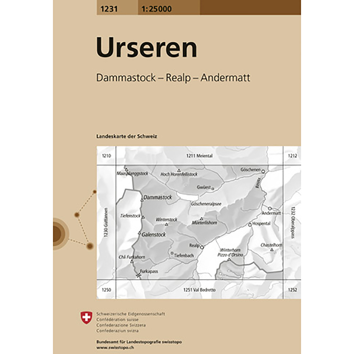 Swisstopo Urseren 1231 Landeskarte 1:25 000 (Größe One Size)