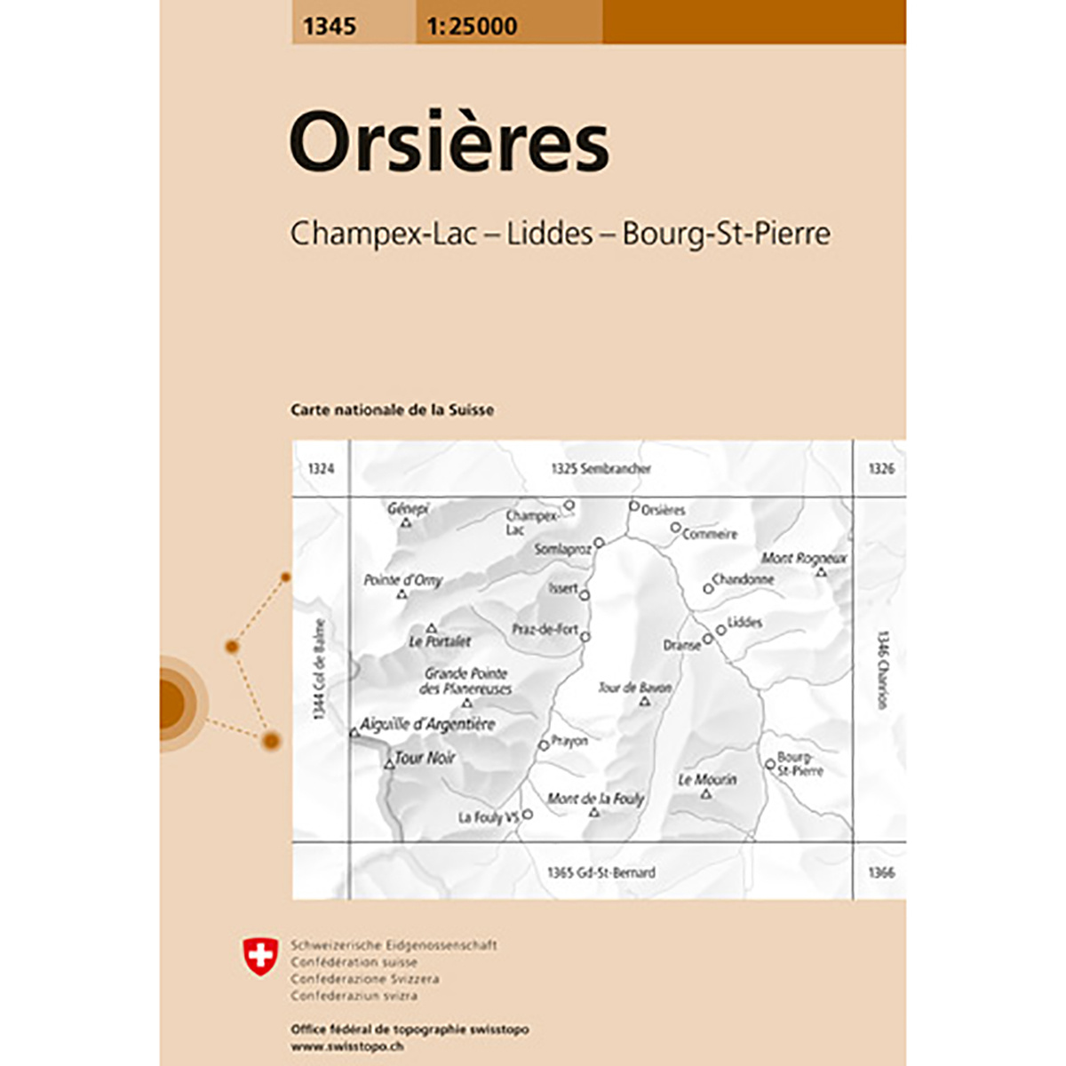 Image of Swisstopo Orsières 1345 Landeskarte 1:25 000
