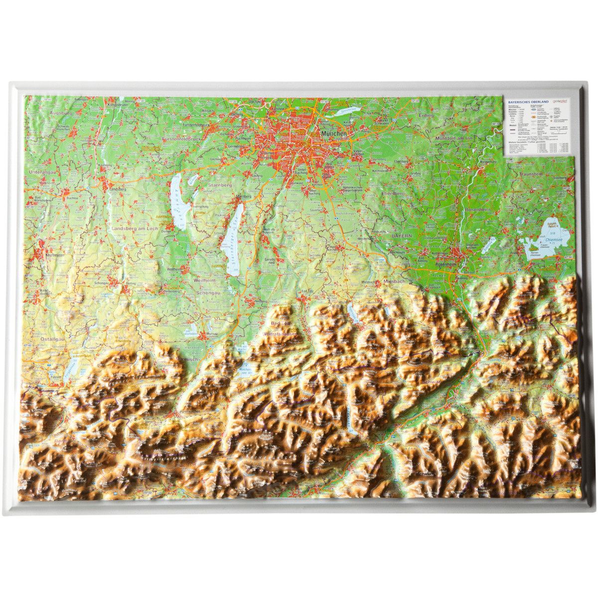 Georelief 3D Reliefkarte Bayerisches Oberland (Größe One Size, ohne Rahmen)