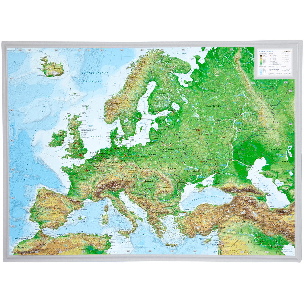 Georelief 3D Reliefkarte Europa (Größe One Size)