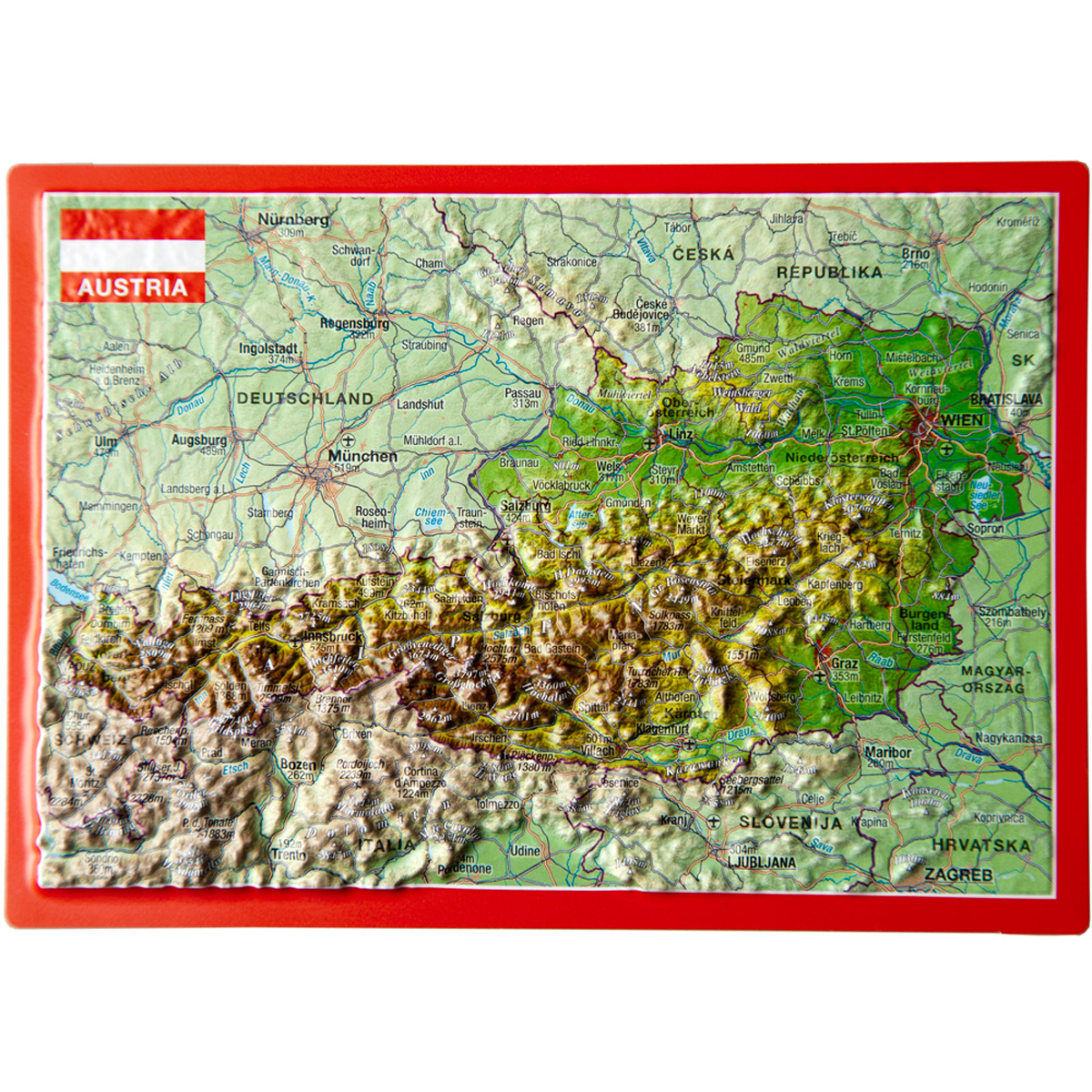 Image of Georelief 3D Reliefpostkarte Österreich