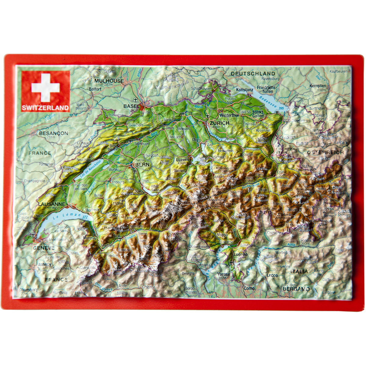 Georelief 3D Reliefpostkarte Schweiz (Größe One Size)