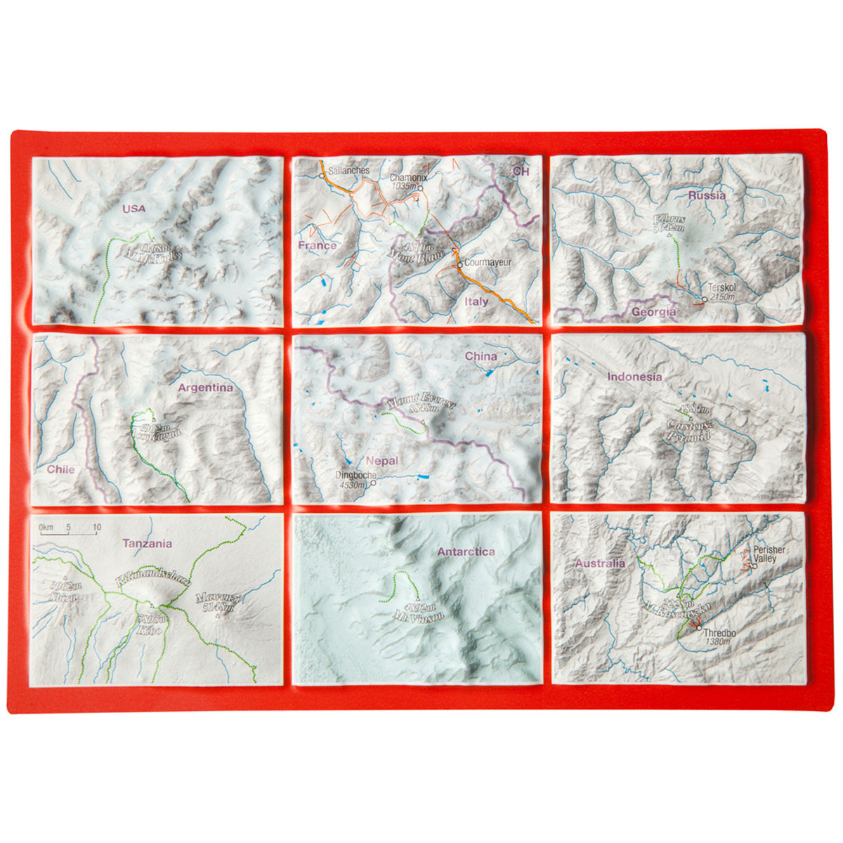 Georelief 3D Reliefpostkarte Seven Summits (Größe One Size)
