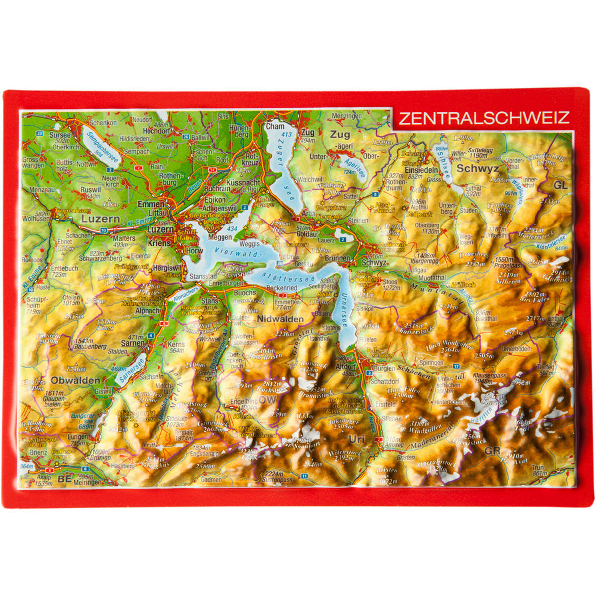 Georelief 3D Reliefpostkarte Zentralschweiz (Größe One Size)