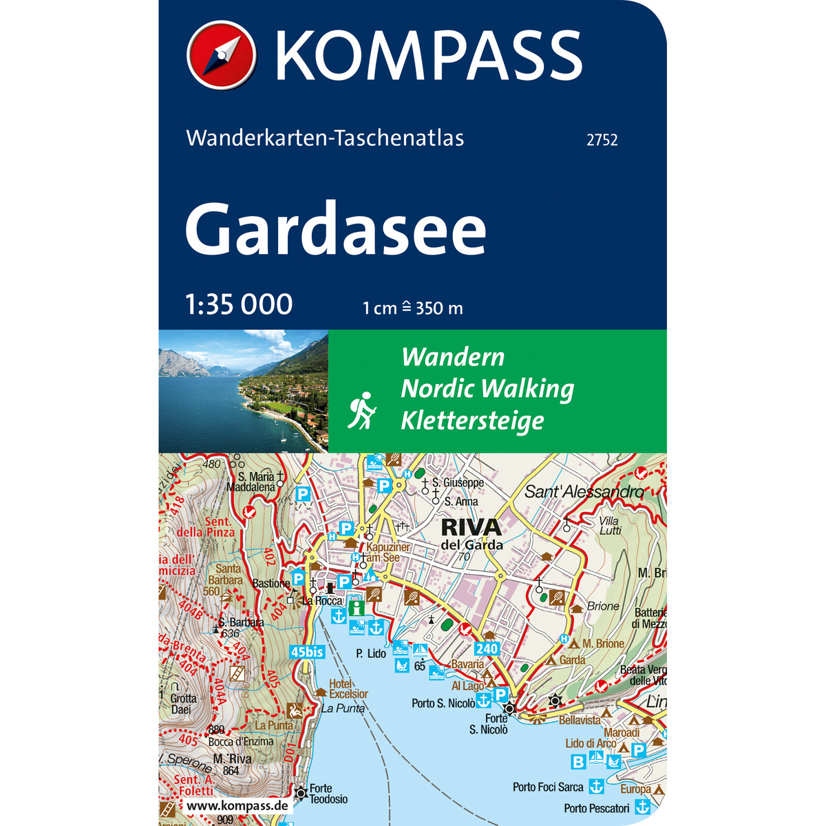 Kompass Verlag Gardasee 2752 Wanderkarte-Taschenatlas (Größe One Size)