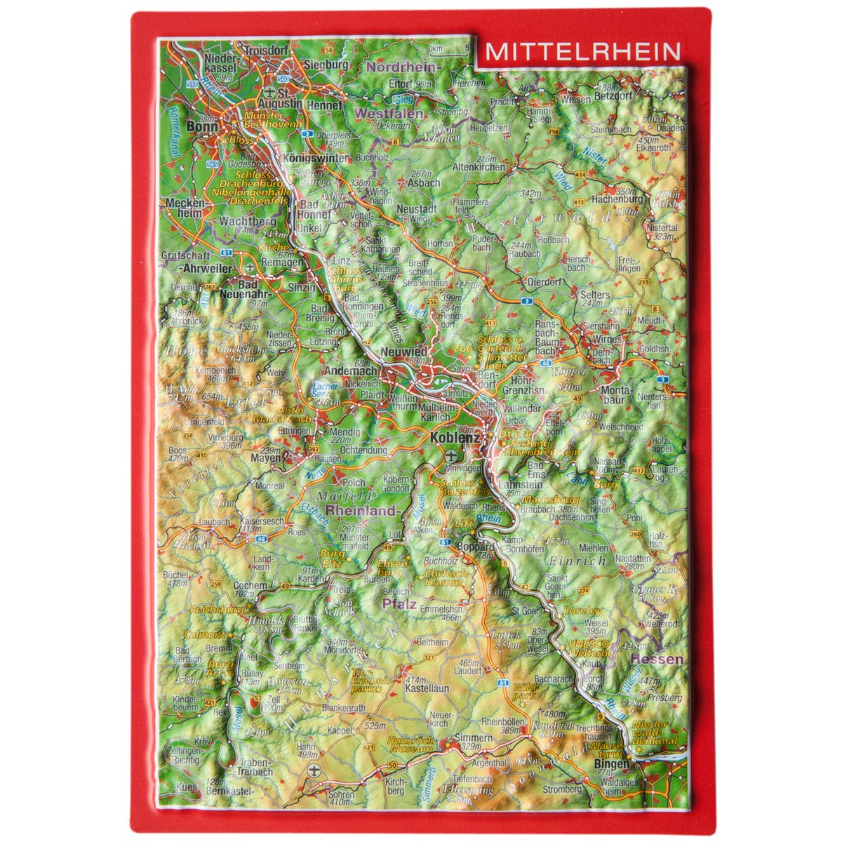 Georelief 3D Reliefpostkarte Mittelrhein (Größe One Size)
