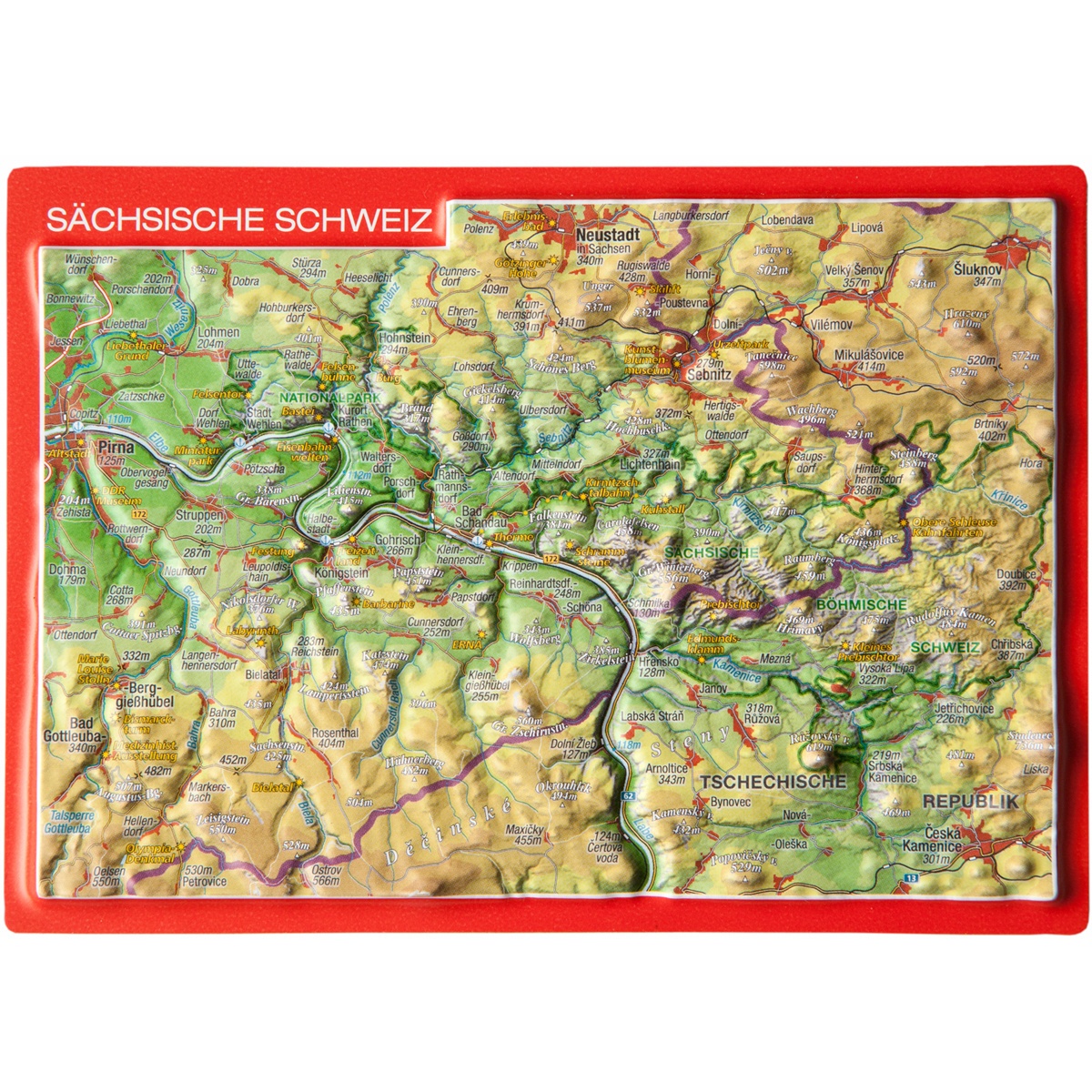 Georelief 3D Reliefpostkarte Sächsische Schweiz (Größe One Size)