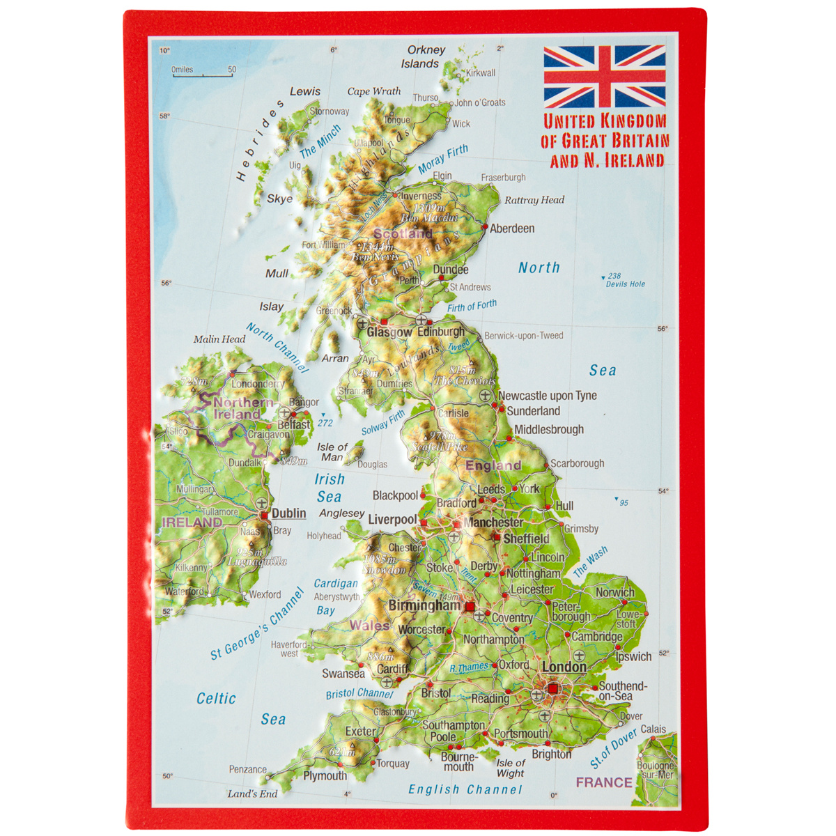 Georelief 3D Reliefpostkarte Großbritannien (Größe One Size)