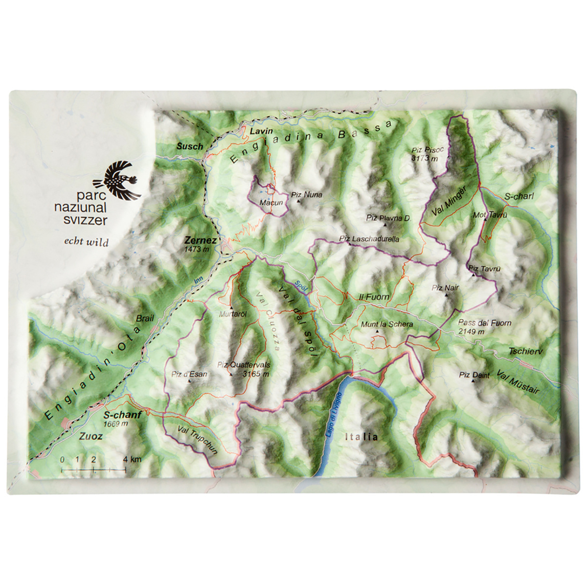 Image of Georelief 3D Reliefpostkarte Schweizer Nationalpark