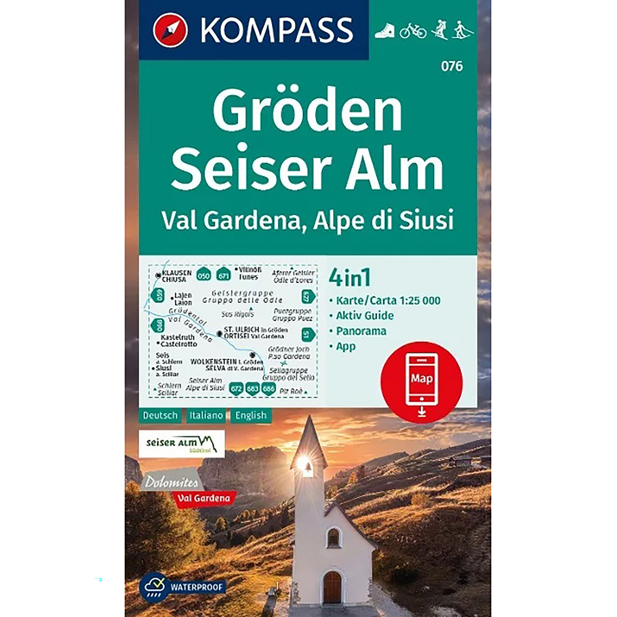 Kompass Verlag WK 076 Gröden, Seiser Alm (Größe One Size)