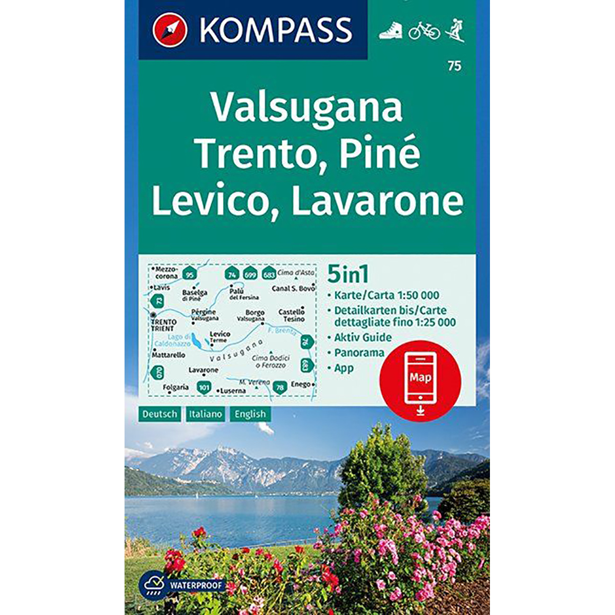 Image of Kompass Verlag WK 75 Valsugana - Trento, Piné, Levico, Lavarone