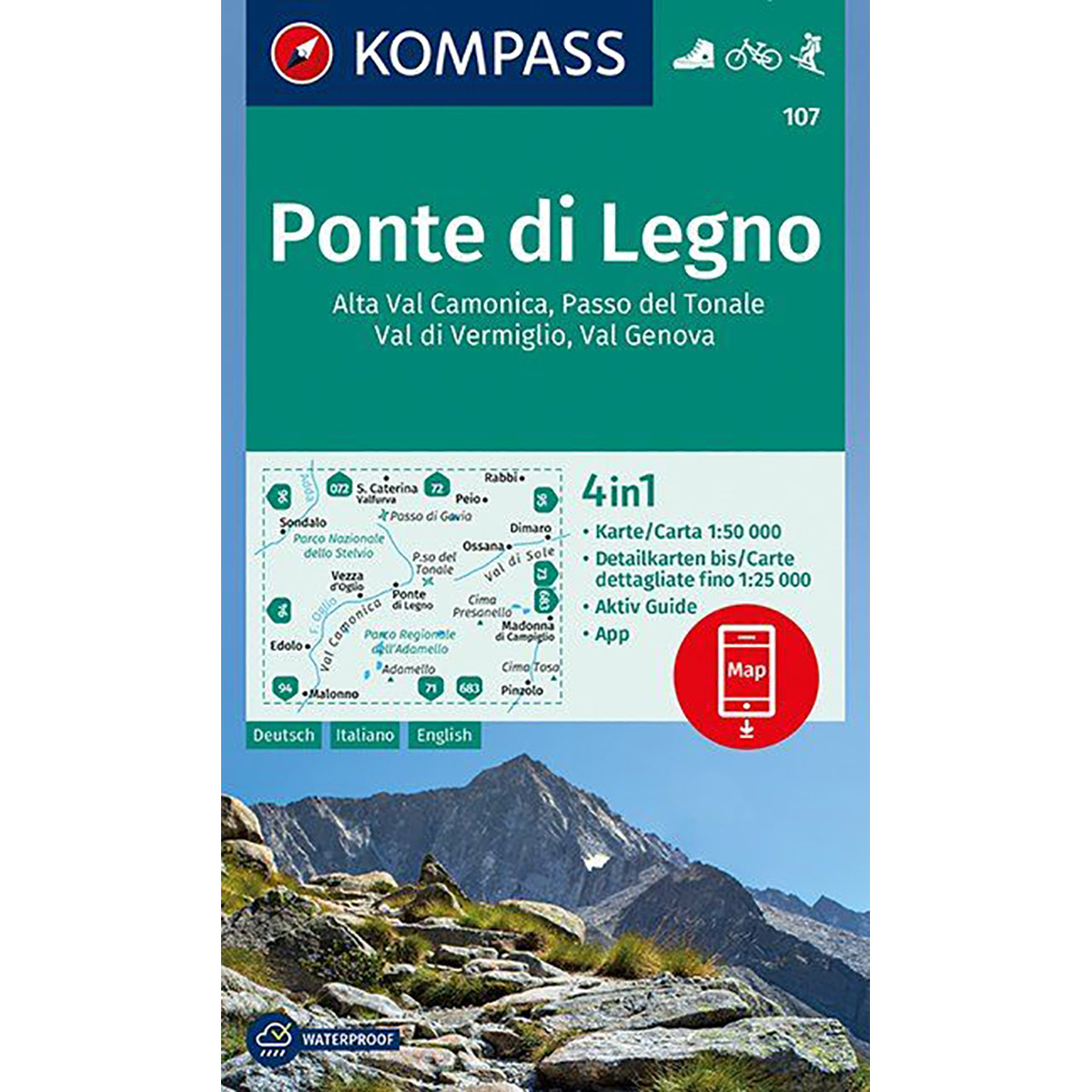 Image of Kompass Verlag WK 107 Ponte di Legno - Alta Val Camonica