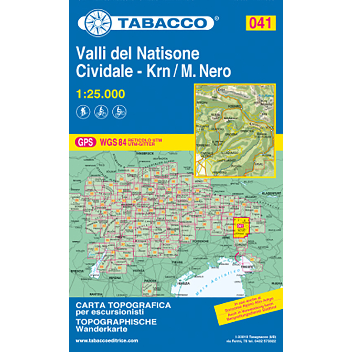 Image of Tabacco Valli del Natisone-Cividale 041 Wandkarte