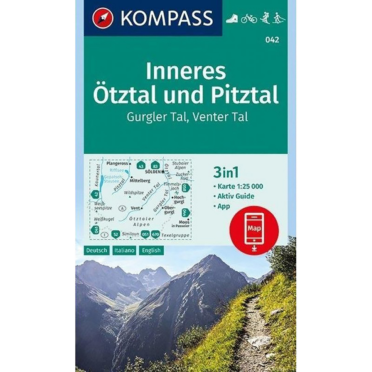 Image of Kompass Verlag WK 42 Inneres Ötztal und Pitztal