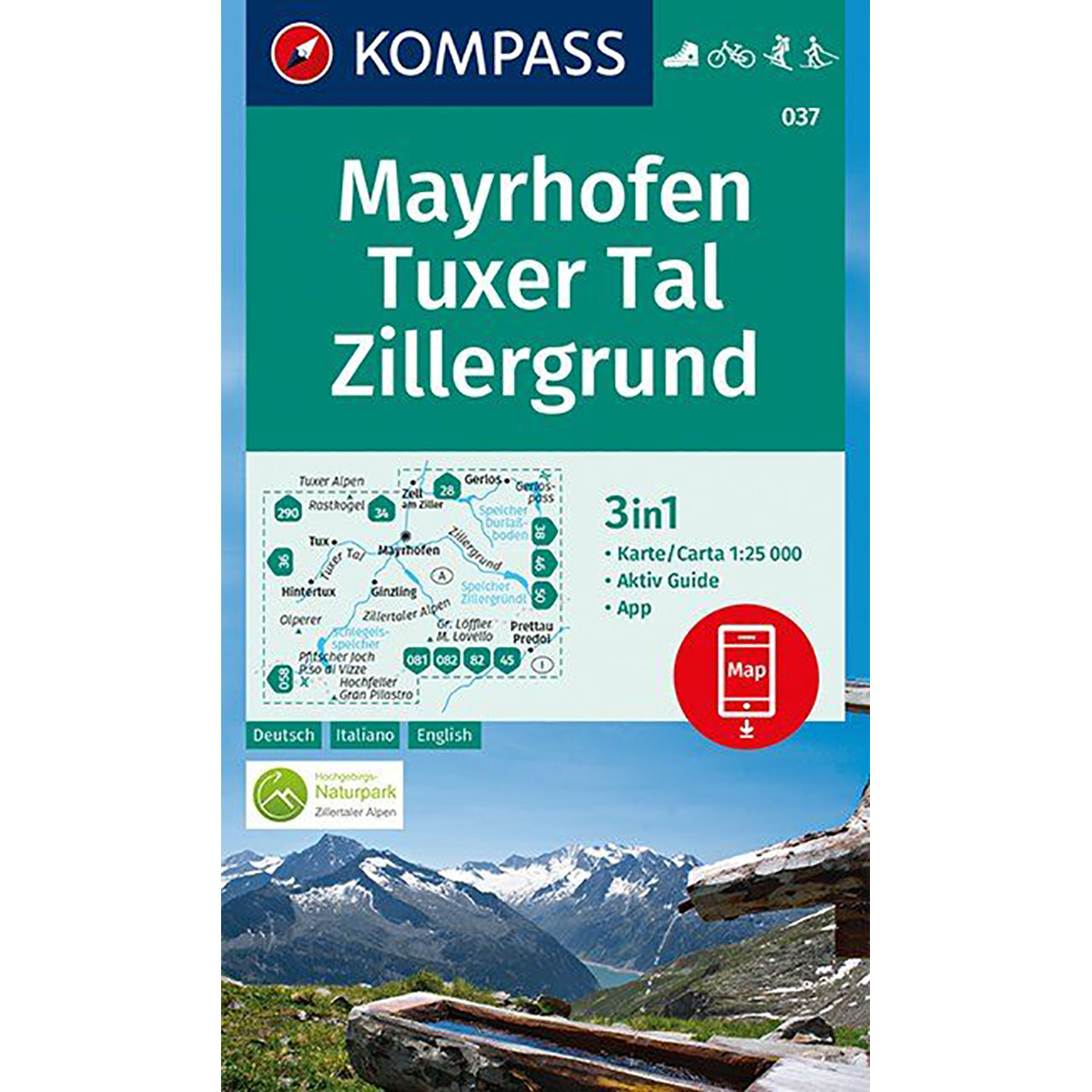 Image of Kompass Verlag WK 037 Mayrhofen-Tuxer Tal-Zillergrund