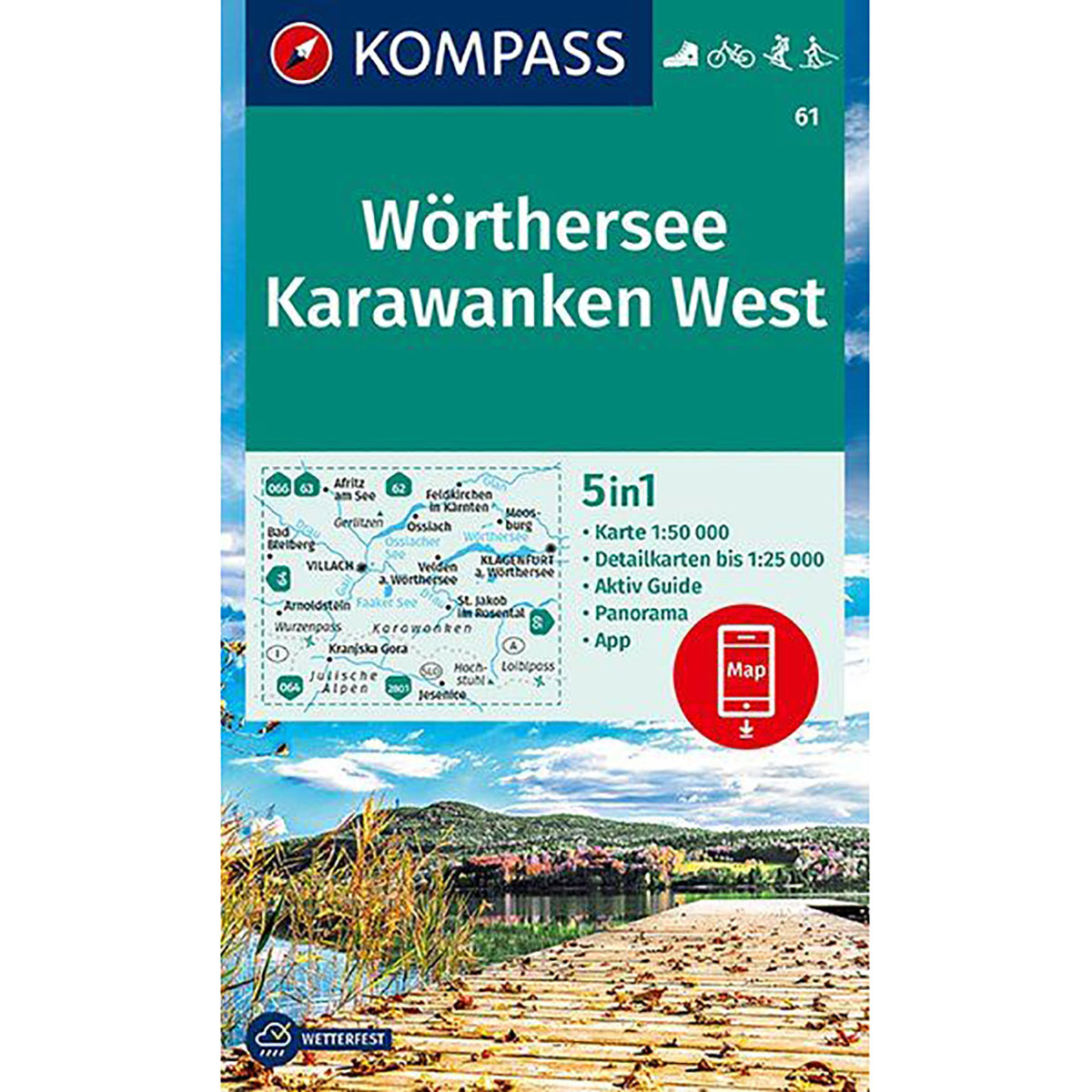 Kompass Verlag WK 61 Wörthersee - Karawanken West (Größe One Size)